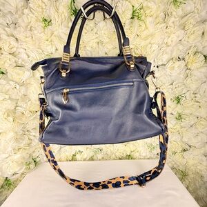 Kattee Navy Blue Pebbled Handbag – Includes 2 Straps